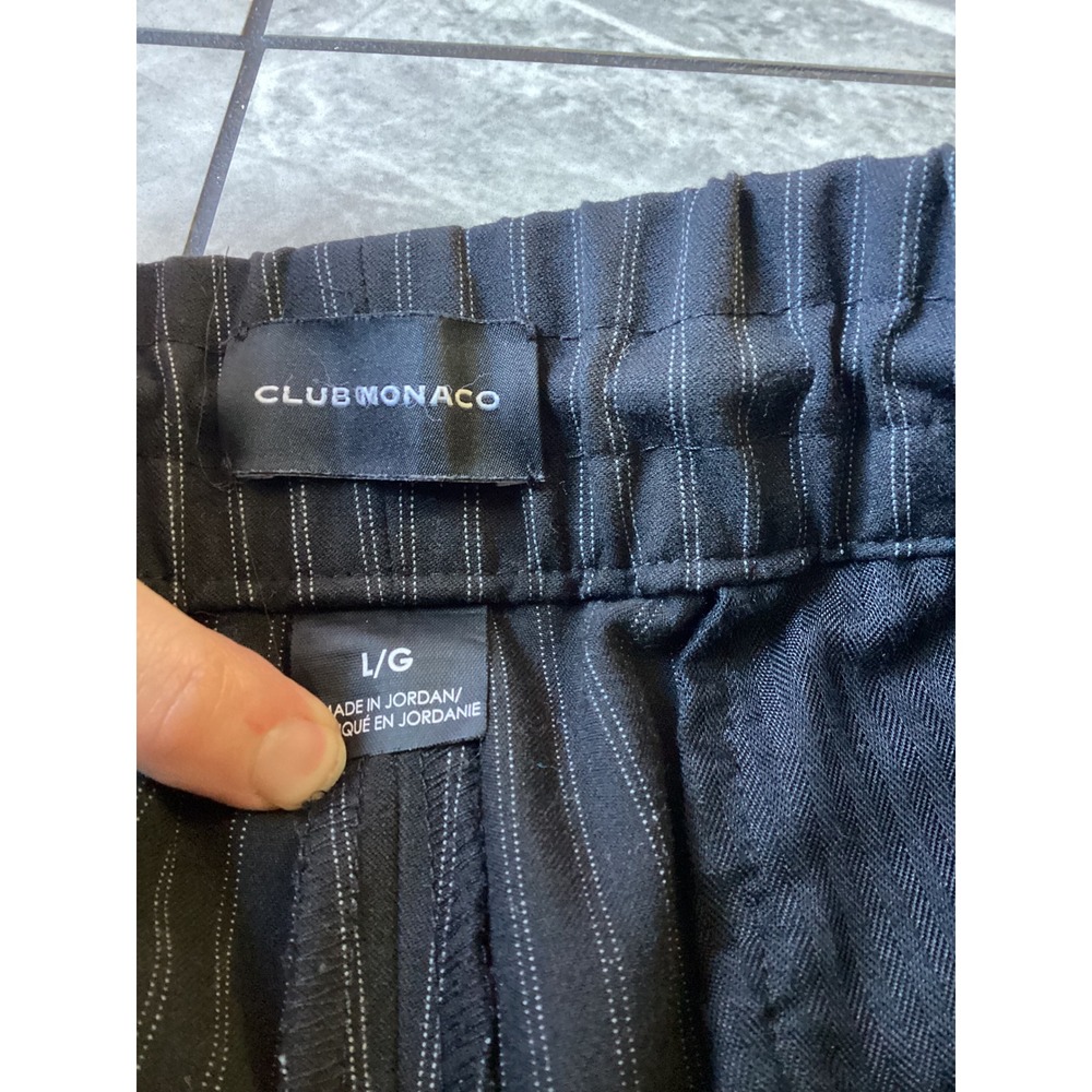 Club Monaco Women's Striped Pull On Elastic Waist Pants with Zipper Pockets L - Picture 9 of 12